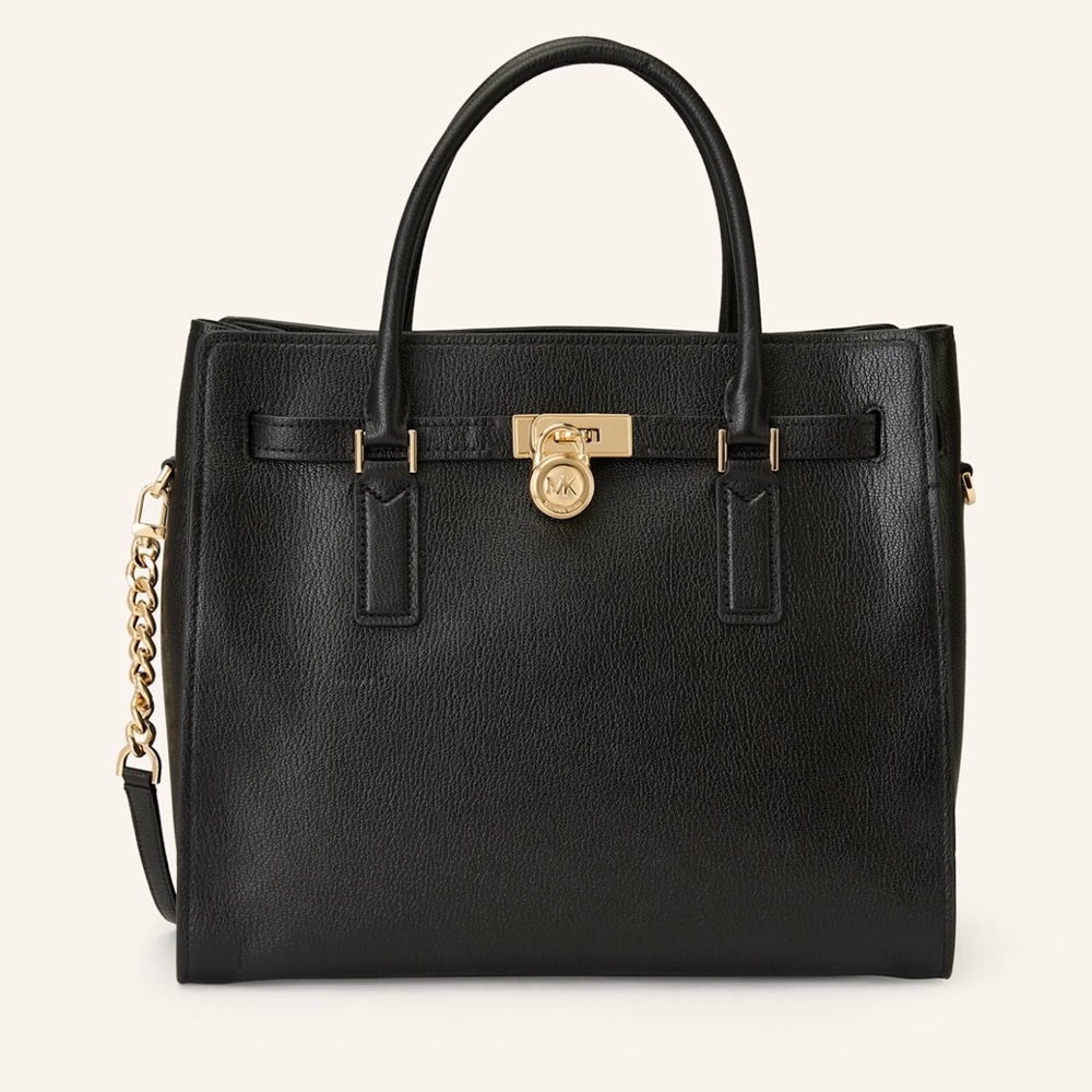 Michael Kors Hamilton Leather Satchel Hand  Shoulder Bag Tote with Gold Accents